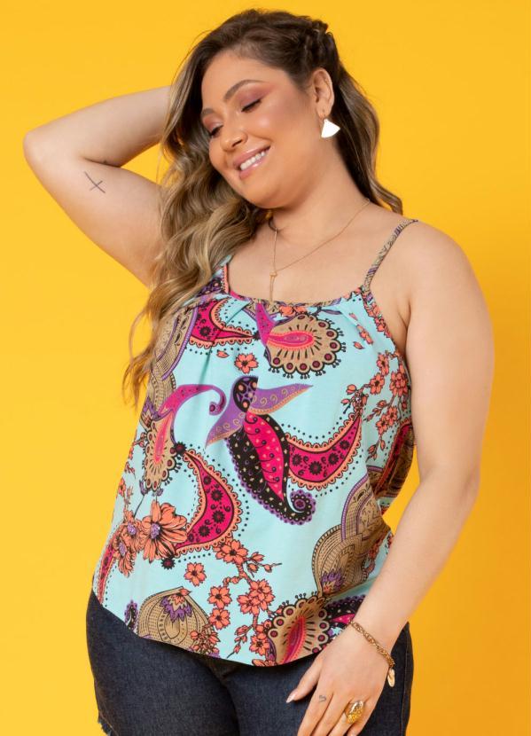 Quintess - Blusa Abstrato Azul de Alças 5