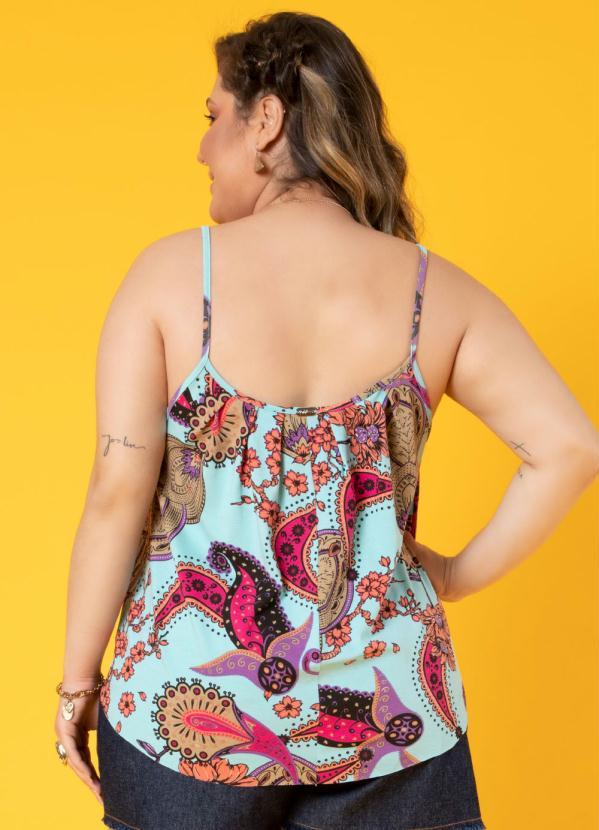 Quintess - Blusa Abstrato Azul de Alças 6