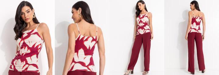 Blusa Abstrato Bicolor em Malha de Viscose