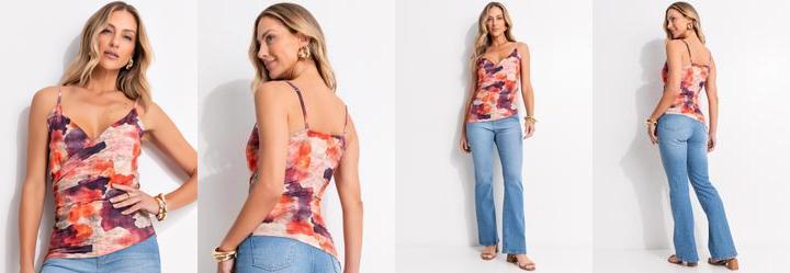 Blusa Abstrato Colorido em Malha Fria