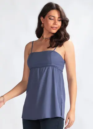 Maria Filó - Blusa Alça em ViscolinhoAzul - MARIA FILÓ