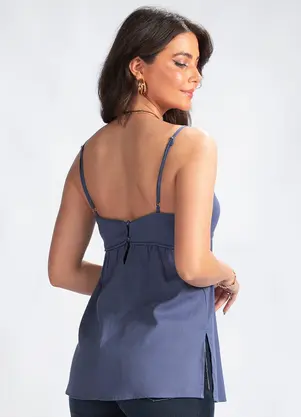 Maria Filó - Blusa Alça em ViscolinhoAzul - MARIA FILÓ