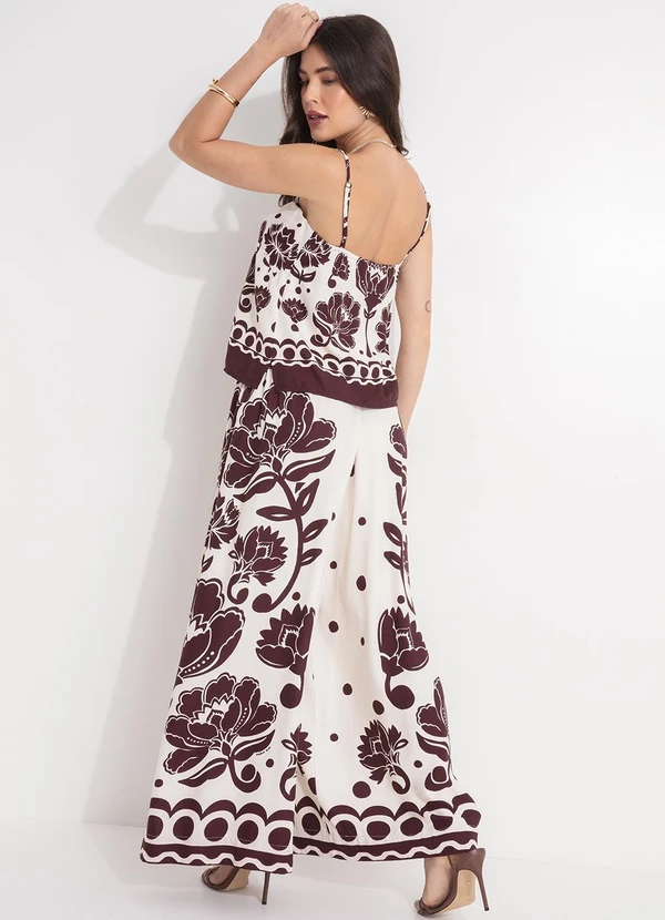 Farm - Blusa Alça Floral Arabesque Marrom 4