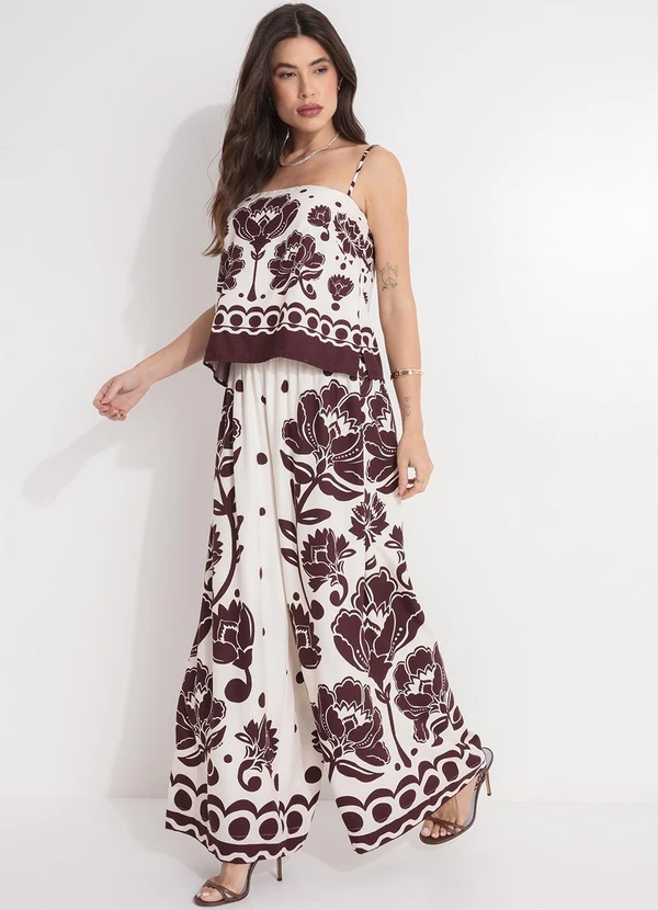 Farm - Blusa Alça Floral Arabesque Marrom 6