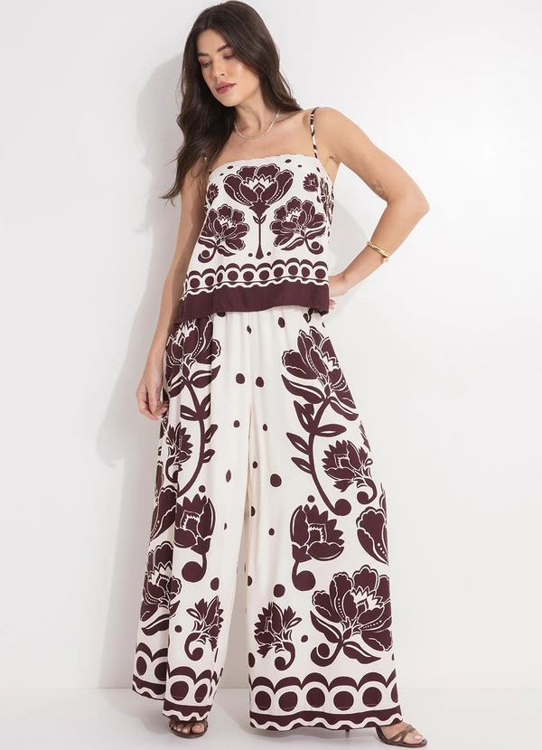 Farm - Blusa Alça Floral Arabesque Marrom 7