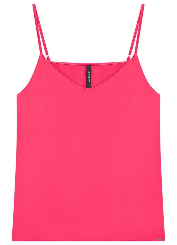 Lunender - Blusa Alças em Tecido Plano com Decote V Rosa