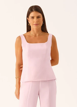 Principessa - Blusa Alfaiataria com Alças Bielly Rosa Claro - PRINCIPESSA