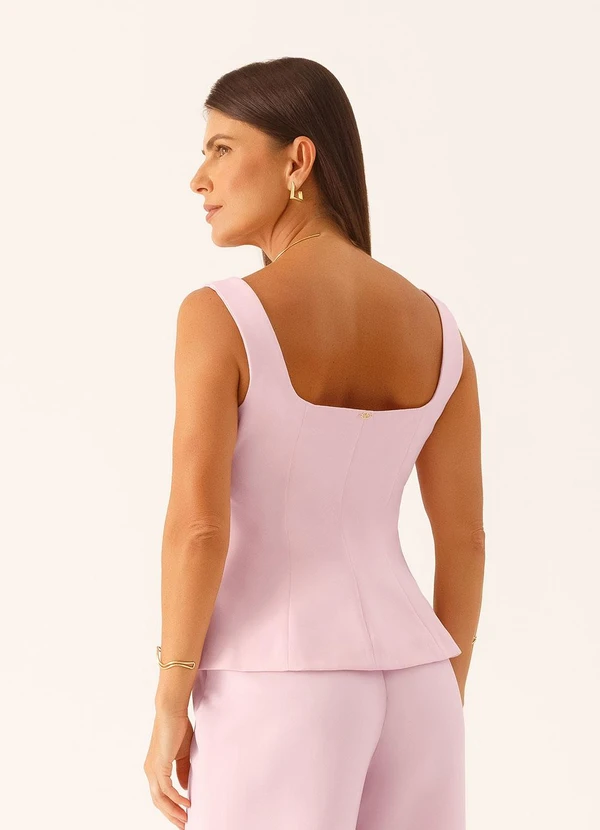 Principessa - Blusa Alfaiataria com Alças Bielly Rosa Claro 2