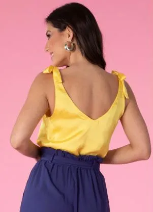 Quintess - Blusa Amarela com Alças para Amarrar - QUINTESS