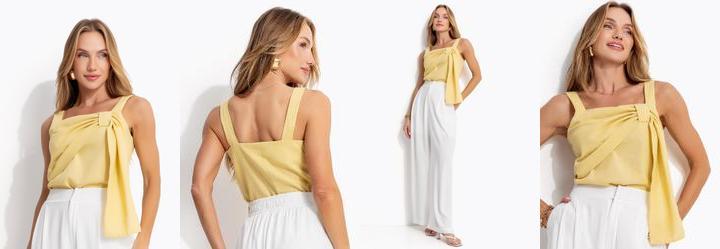 Blusa Amarelo Claro em Linho