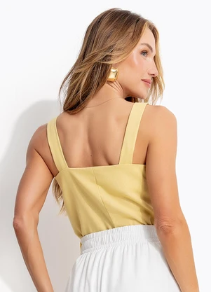 Quintess - Blusa Amarelo Claro em Linho - QUINTESS