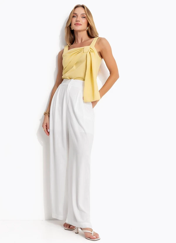 Quintess - Blusa Amarelo Claro em Linho 2