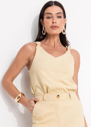 Quintess - Blusa Amarelo Manteiga em Malha Suede - QUINTESS