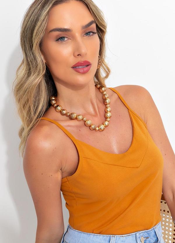 Bimini - Blusa Amarelo Escuro em Malha de Algodão 2