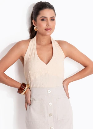 Quintess - Blusa Amarelo Manteiga em Malha Texturizada - QUINTESS