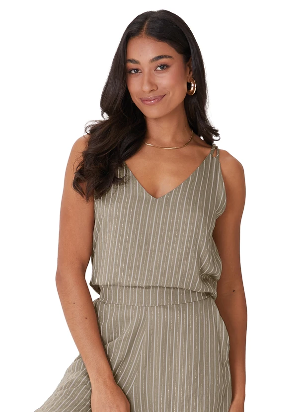Malwee - Blusa Ampla Listrada com Lurex Marrom