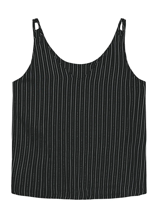 Malwee - Blusa Ampla Listrada com Lurex Preto