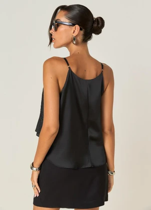 Elegance - Blusa Ampla sem Manga e Pedraria Frontal Preto - ELEGANCE