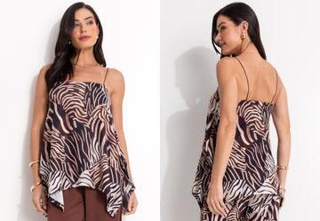 Blusa Animal Print em Malha Fria