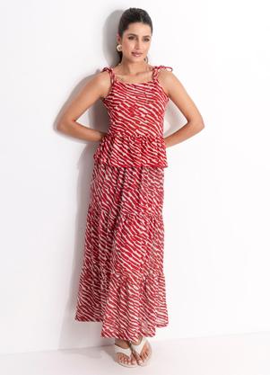 Blusa (Animal Print) em Malha Plissada