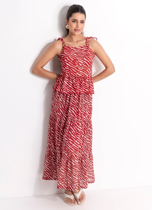 Quintess - Blusa Animal Print em Malha Plissada