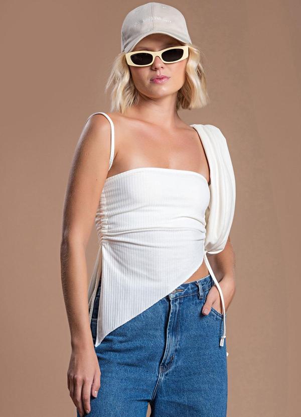 Choyee - Blusa Assimétrica com Alças Bege 3
