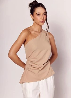 Sofie - Blusa Assimétrica em Alfaiataria Bege - SOFIE