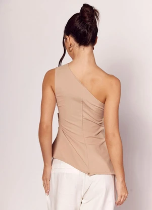 Sofie - Blusa Assimétrica em Alfaiataria Bege - SOFIE