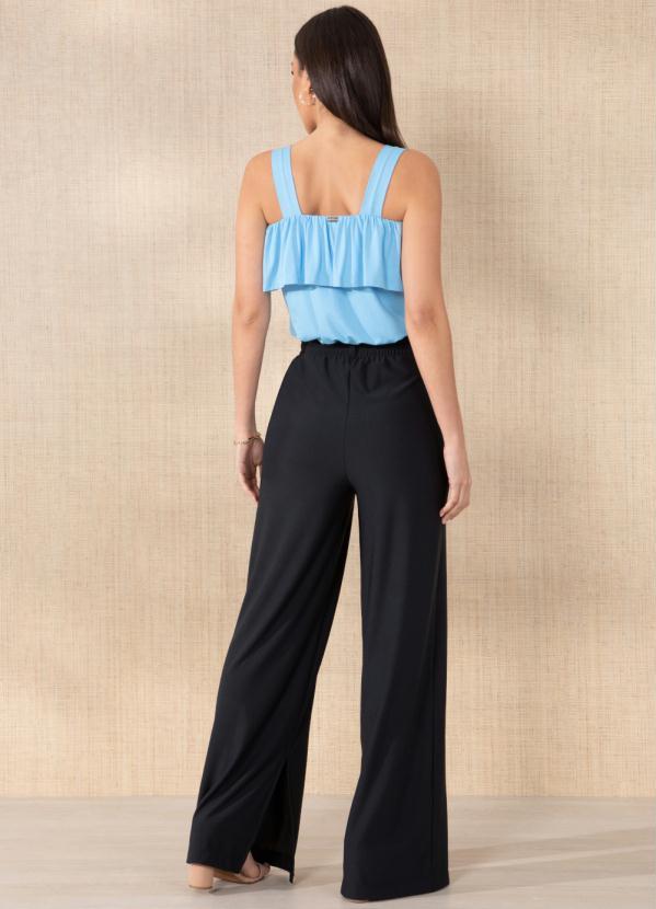 Outlet - Blusa Azul com Babado no Decote 4