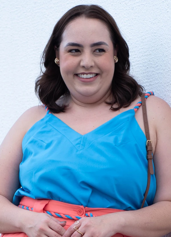 Quintess - Blusa Azul em Crepe Plano 6