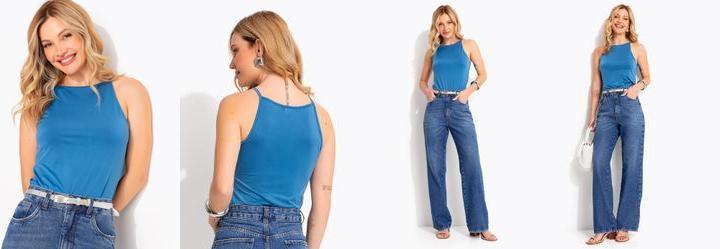 Blusa Azul em Malha Fria