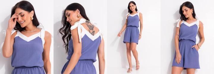 Blusa Azul em Malha Texturizada