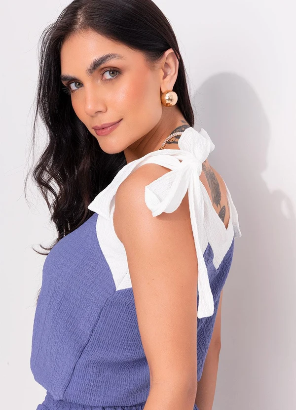 Quintess - Blusa Azul em Malha Texturizada