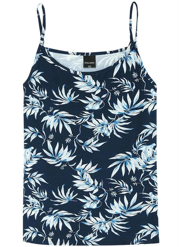 Malwee - Blusa Azul Folhagem em Viscose