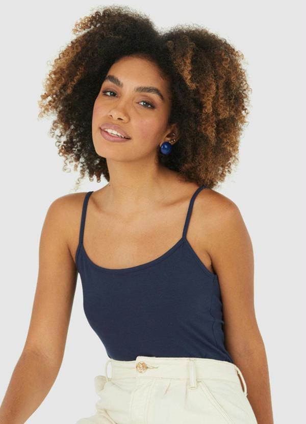 Malwee - Blusa Azul Marinho Tradicional em Cotton