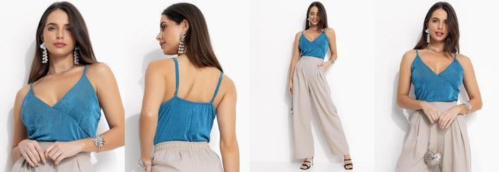 Blusa Azul Petr�leo em Malha Flow