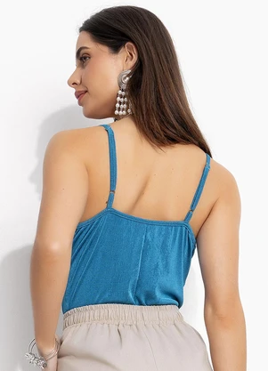 Quintess - Blusa Azul Petróleo em Malha Flow - QUINTESS