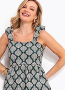 Blusa Bandana Abstrato Verde em Malha Fria