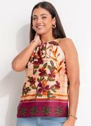 Blusa Barrado Tropical em Malha Fria
