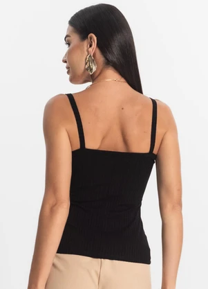 Rovitex - Blusa Básica de Alça Feminina Preto - ROVITEX