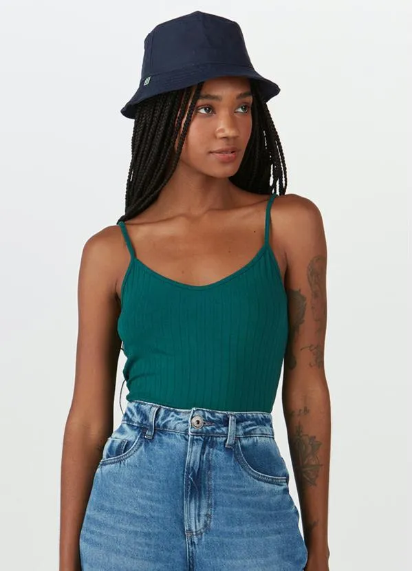 Malwee - Blusa Básica de Malha Canelada de Viscose Verde