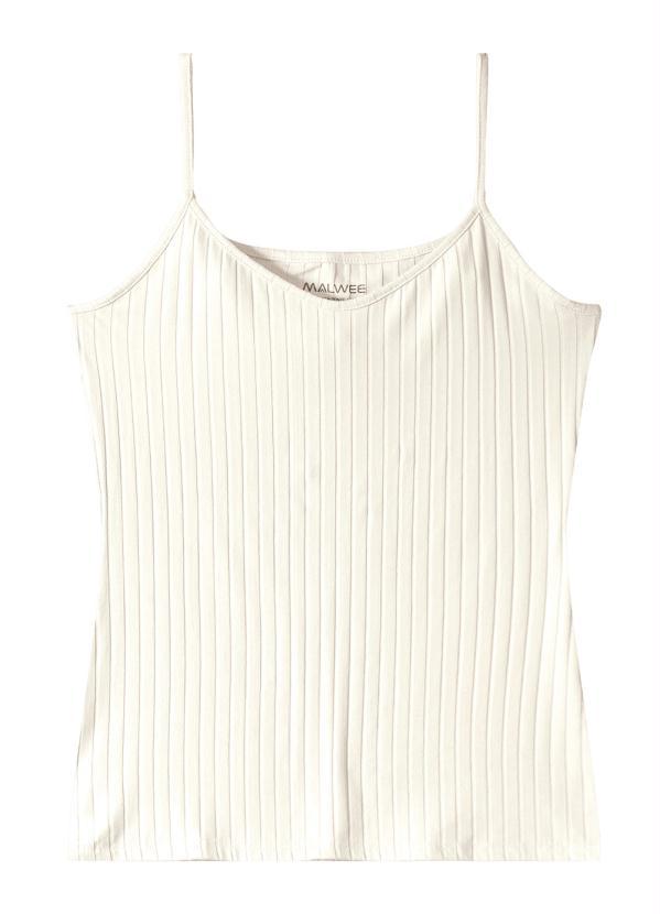 Malwee - Blusa Básica de Malha Canelada Off White 7