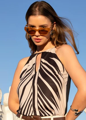 Quintess - Blusa Bege em Malha Fria - QUINTESS