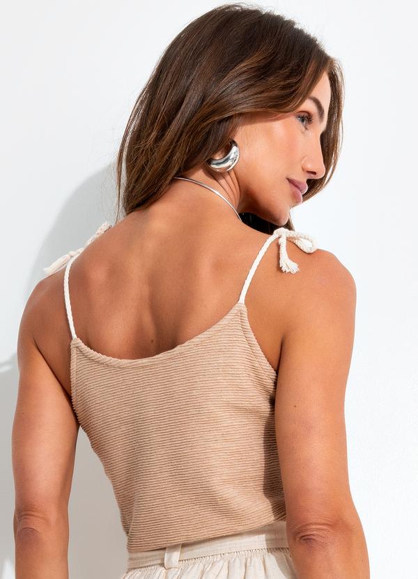 Quintess - Blusa Bege em Moletinho Rajado 6