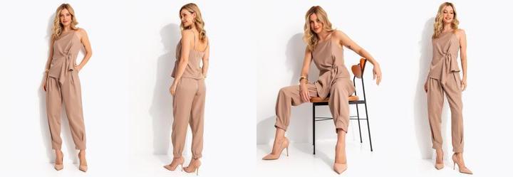 Blusa Bege em Tecido Alfaiataria