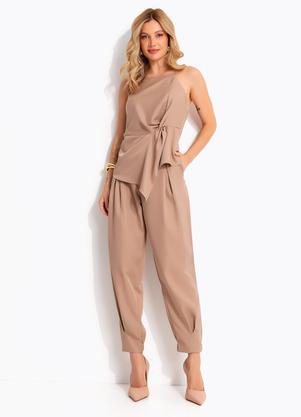 Blusa (Bege) em Tecido Alfaiataria