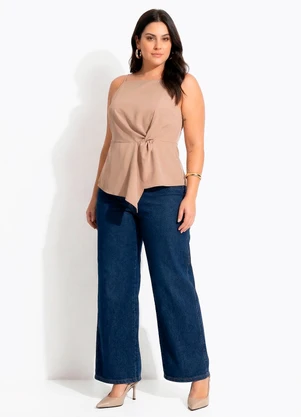 Quintess - Blusa Bege em Tecido Alfaiataria - QUINTESS