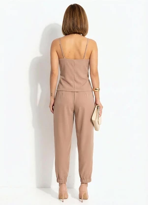 Quintess - Blusa Bege em Tecido Alfaiataria - QUINTESS