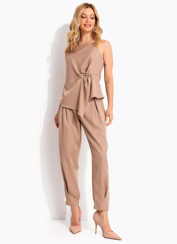 Quintess - Blusa Bege em Tecido Alfaiataria 8