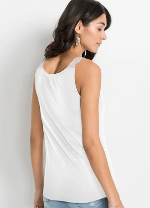 bonprix - Blusa Branca em Malha de Poliéster - BONPRIX
